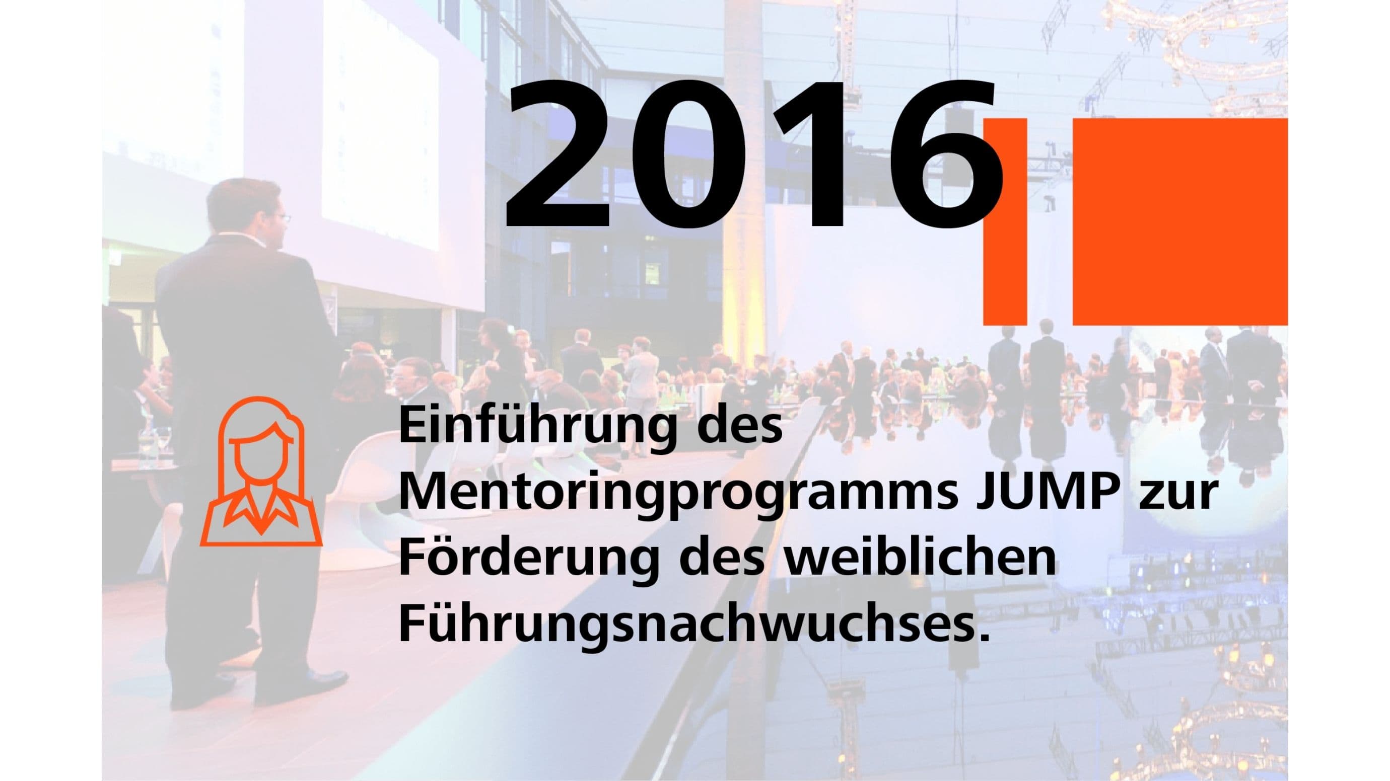 2016: Einführung des Mentoringprogramms JUMP zur Förderung des weiblichen Führungsnachwuchses