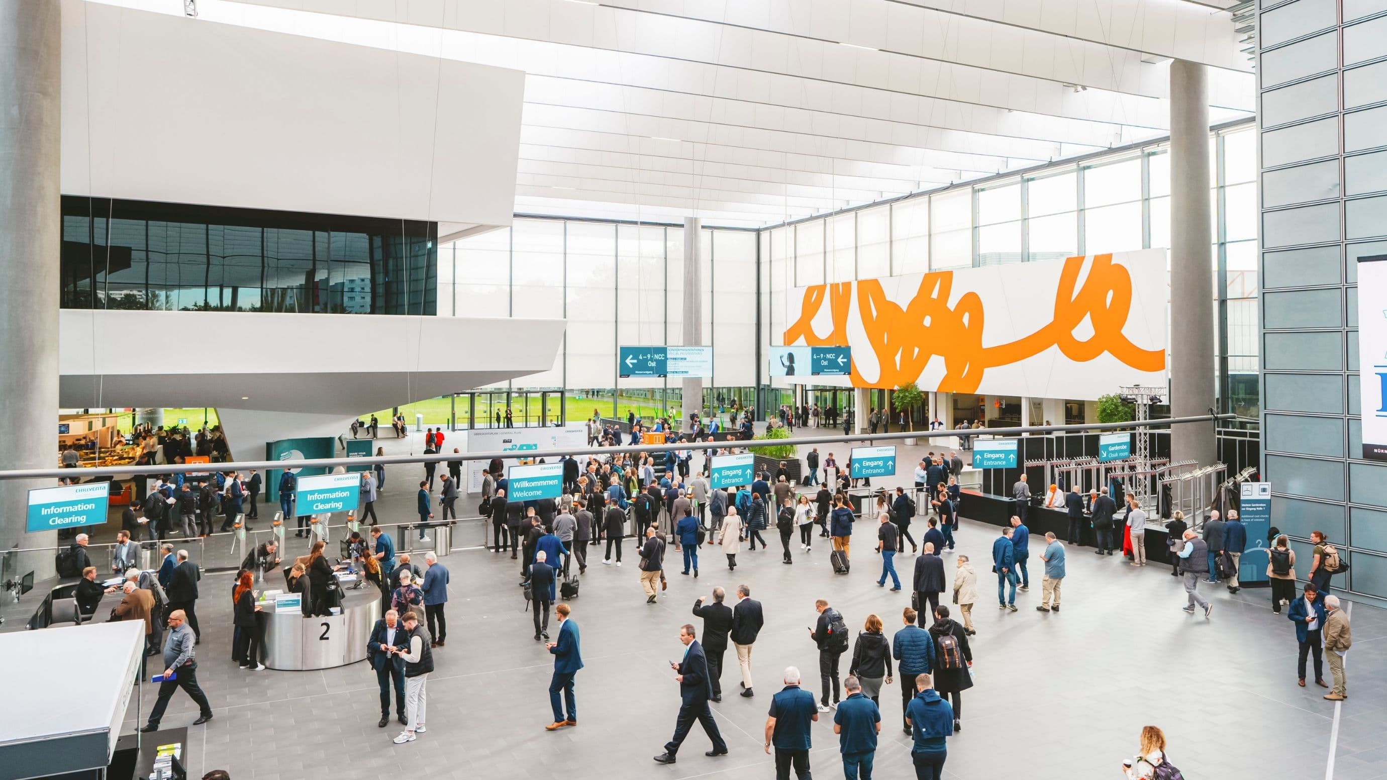 A view of the central entrance, where many visitors find their way into the exhibition halls.