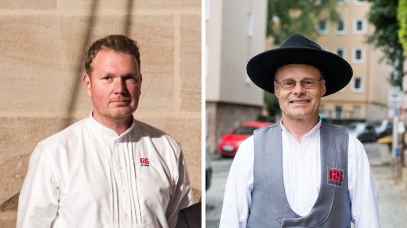 Steinmetz Harald Pollmann (links), Steinmetzmeister und Steintechniker Roland Maier Harald Pollmann, Roland Maier