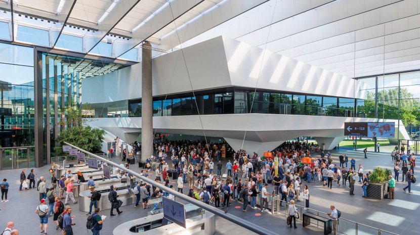 View of the Mitte entrance at the Exhibition Centre Nuremberg