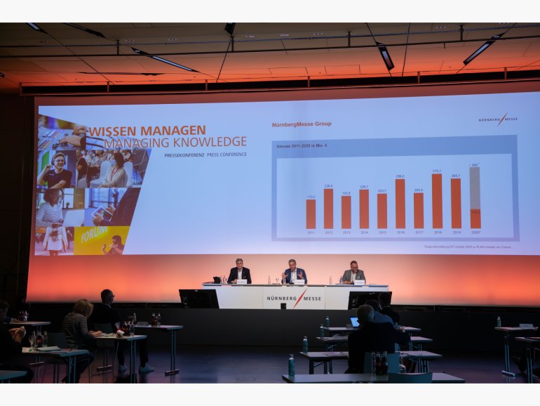 Impressions from the NürnbergMesse Group press conference on 8 July 2021 in 'Brüssel' hall Impressions from the NürnbergMesse Group press conference on 8 July 2021 in 'Brüssel' hall