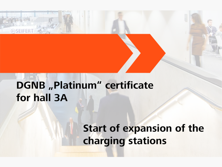 2014: DGNB "Platinum" Certificate for hall 3A and Start of expansion of the charging stations