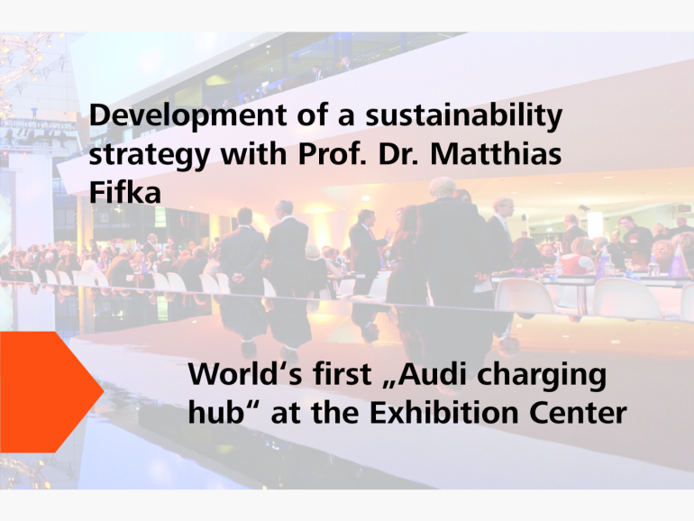 2021: Development of a sustainability strategy with Prof. Dr. Matthias Fifka and World´s first "Audi charging hub" at the Exhibition Center