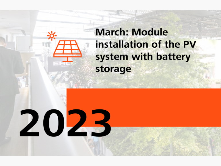 March 2023: Module installation of the PV system with battery storage