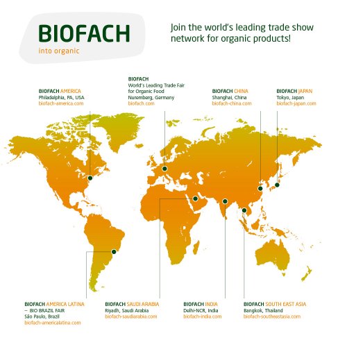 Karte BIOFACH world Karte BIOFACH world