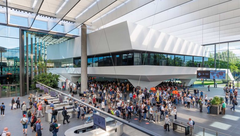 View of the Mitte entrance at the Exhibition Centre Nuremberg