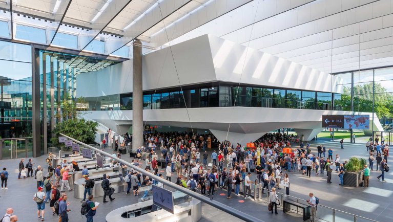 View of the Mitte entrance at the Exhibition Centre Nuremberg