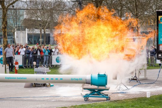 Controlled live explosions in the exhibition park